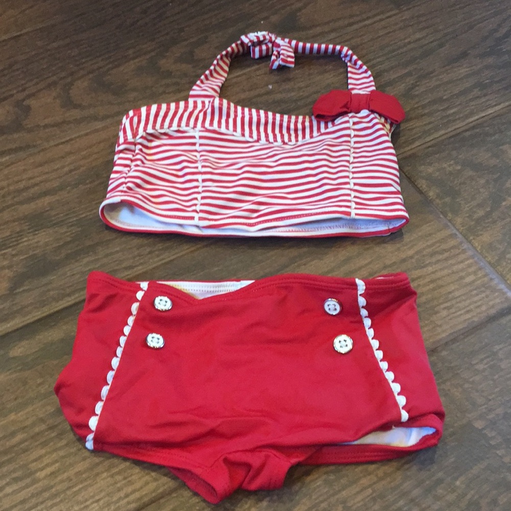 Janie and Jack 3t swim suit red and white